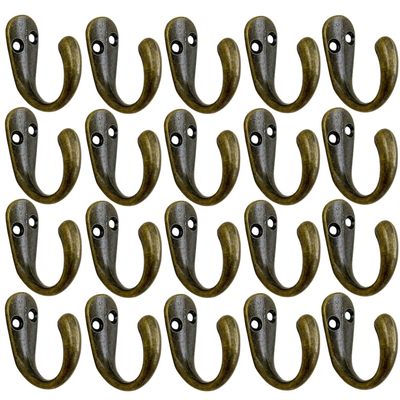 Gutapo Coffee Cup Hooks 20pcs Vintage Bronze Hooks Door Wall Closet Mounted Single Hook Hangers for Robe Coat with 46pcs Screws