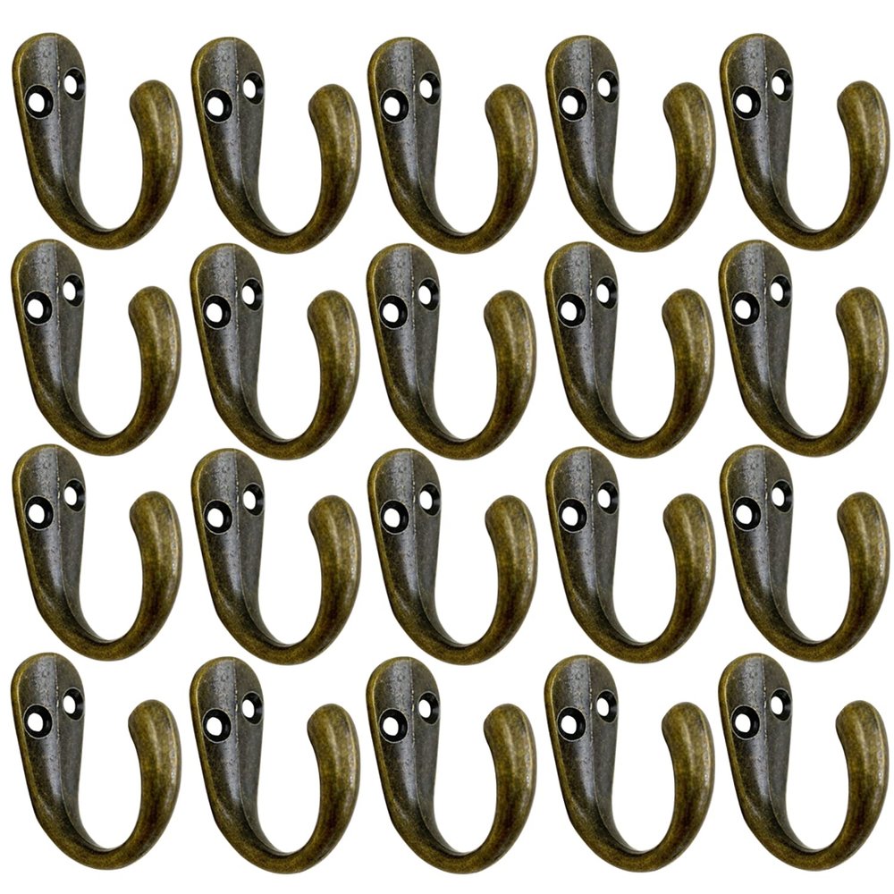 Gutapo Coffee Cup Hooks 20pcs Vintage Bronze Hooks Door Wall Closet Mounted Single Hook Hangers for Robe Coat with 46pcs Screws
