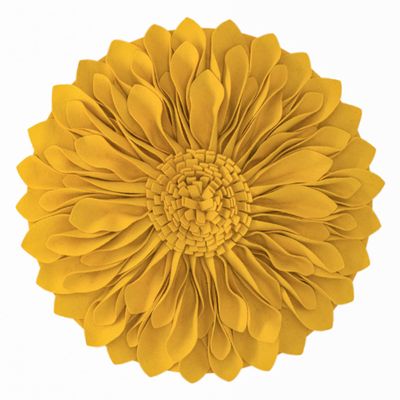 JWH 3D Flower Throw Pillow Cover Decorative Sunflower Accent Case Round Cushion Small Floral Pillowcase for Home Bed Living Room Couch Car 12 Inch Gold Yellow