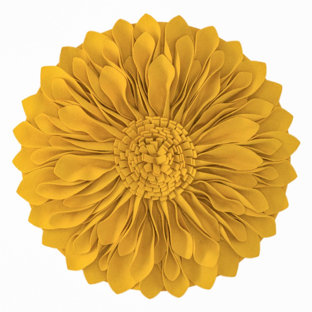 JWH 3D Flower Throw Pillow Cover Decorative Sunflower Accent Case Round Cushion Small Floral Pillowcase for Home Bed Living Room Couch Car 12 Inch Gold Yellow