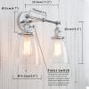 Permo Double Sconce Vintage Industrial Antique 2-Lights Wall Sconces with Oval Cone Clear Glass Shade (Chrome) view 2