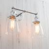 Permo Double Sconce Vintage Industrial Antique 2-Lights Wall Sconces with Oval Cone Clear Glass Shade (Chrome) view 3