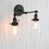 Permo Double Sconce Vintage Industrial Antique 2-Lights Wall Sconces with Oval Cone Clear Glass Shade (Black) view 4