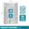 Dry-Packs 10 5 Gallon Mylar Bags with Oxygen Absorbers for Food Storage, 2000cc Oxygen Absorber, Long Term Food Storage Solution, Durable and Reliable Mylar Bags, 20"x30" Silver view 3