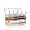 Clear Seasoning Box,V-Resourcing 4 Pieces Clear Seasoning Storage Container for Spice Salt Sugar Cruet,Condiment Jars with Spoons view 1