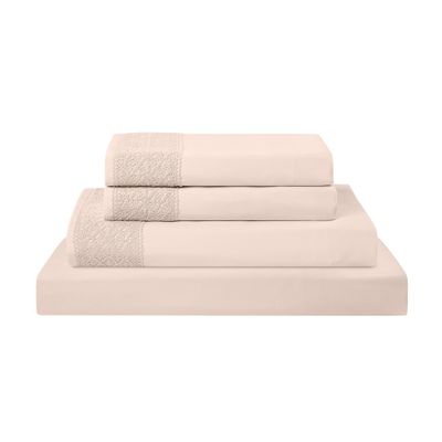 Modern Threads 4 Piece Microfiber Sheet Set  Soft Cooling Bed Sheets with Crochet Lace  Deep Pocket, Wrinkle Free, Breathable, Hotel Luxury Bedding, Blush Pink, King