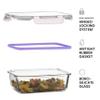 FineDine Glass Meal Prep Containers with Lids - Set of 3 Square 28 Oz Containers - Airtight, Leakproof, Microwave & Dishwasher Safe - Perfect for Snacks, Dips, and Meal Prep view 2