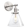 PERMO Single Sconce with Funnel Flared Glass Clear Glass Shade 1-Light Wall Sconce Wall Lamp (Brushed) view 1