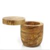 Berard Handcrafted Salt Keeper with Magnetic Lid, 4" Round, Olive Wood view 2