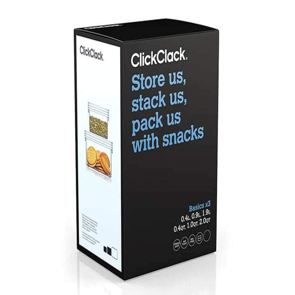 Click Clack Basics Storage Containers, Small Airtight Canister, Set of Three