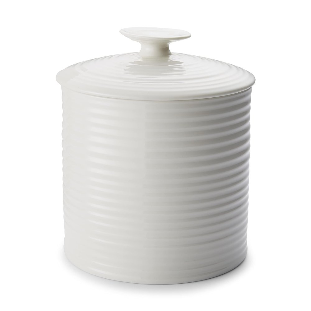 Portmeirion Sophie Conran Medium Storage Jar 5.5 Inch / 40 Oz - White Fine Porcelain Kitchen Canister for Rice, Biscuits, Tea & Pantry Essentials, Lidded Countertop Container, Dishwasher Safe