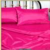 Madison Ind. New King Size Satin Sheet Set - Includes 1 Fitted Sheet, 1 Flat Sheet and 2 Pillow Cases - Hot Pink view 1