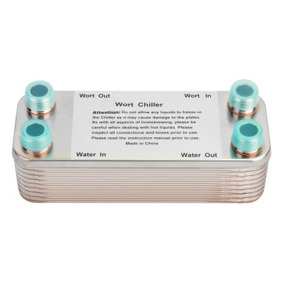 Ferroday 20 Plate Wort Chiller Stainless Steel Brazed Plate Heat Exchanger 1/2 NPT Thread Plate Chiller (7.5" x 1.97")