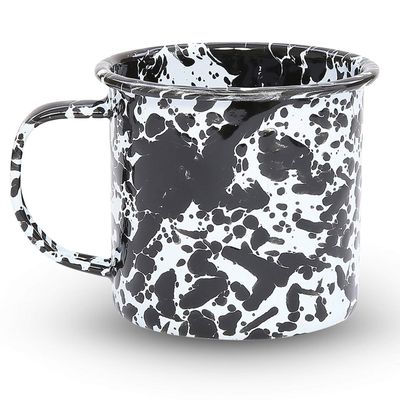 Crow Canyon Home Enamelware Mug, 12 ounce, Black/White Splatter (Single)