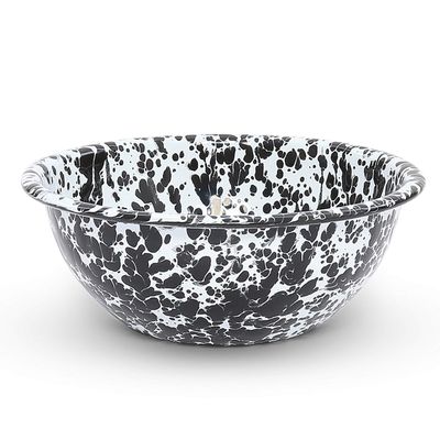 Crow Canyon Home Enamelware Cereal Bowl, 20 ounce, Black/White Splatter (Single)