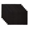 DII Basic Everyday Ribbed Tabletop 100% Cotton, Placemat Set, 13x19, Black, 6 Piece view 1