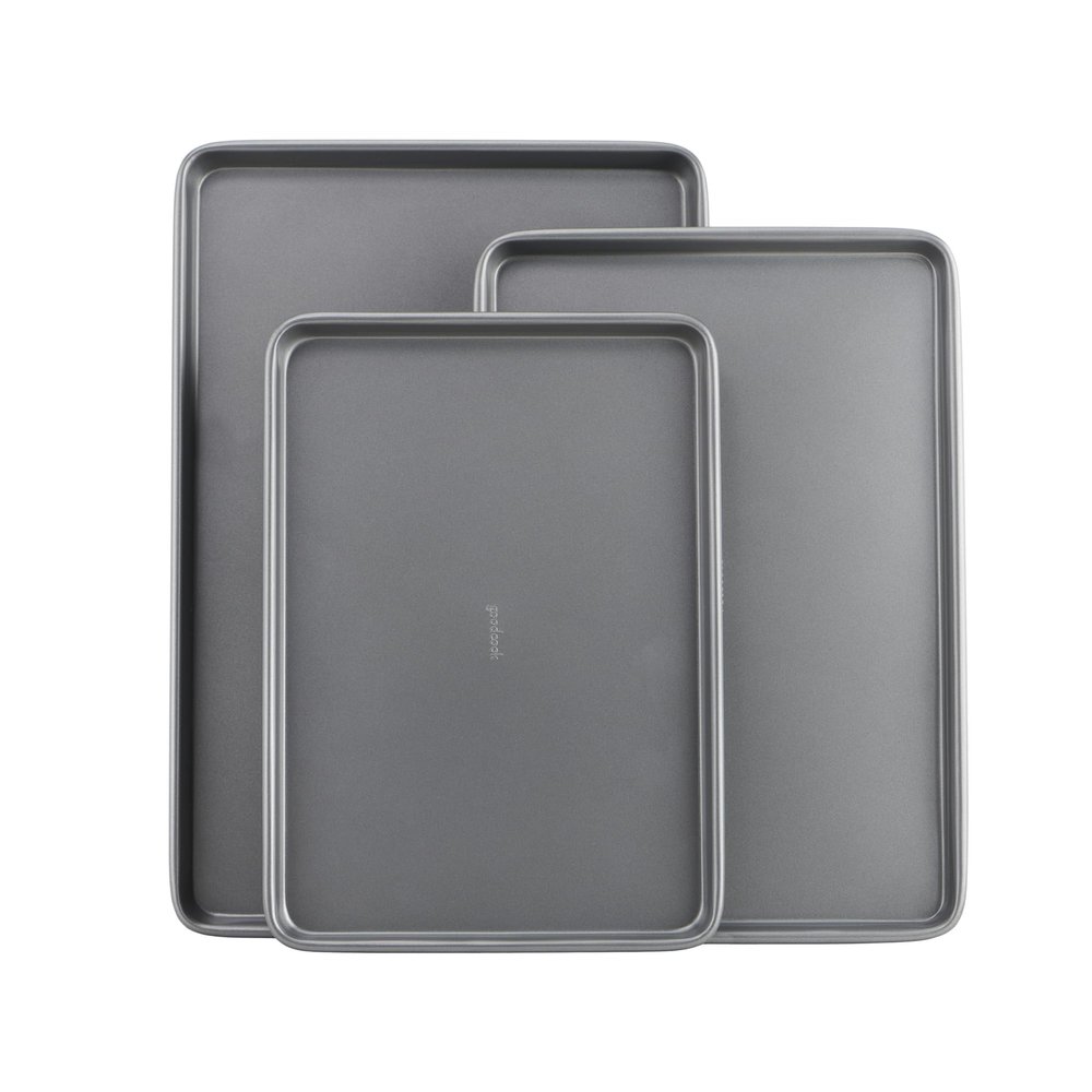 GoodCook Everyday Nonstick Carbon Steel Baking Sheet Set, 3 Pack  Small 13 x 9, Medium 15 x 10, Large 17 x 11  Carbon Steel Cooking Pans, Cookie Sheet Bakeware Set