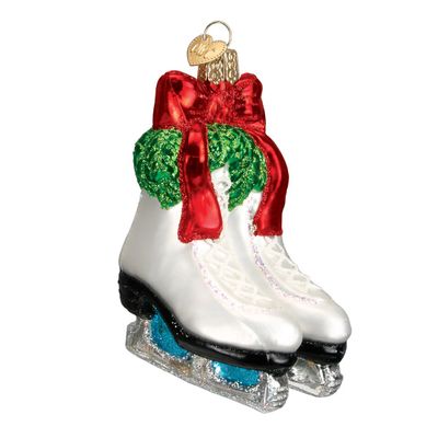 Old World Christmas Holiday Skates Glass Blown Ornament for Christmas Tree, Handcrafted Holiday Decoration, Sport Collection