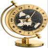 Seiko QHG106GLH Brass Globe Non Ticking Desk and Table Clock with 24 Time Zones, Gold, 5 x 4 Inches view 1
