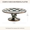 MACKENZIE-CHILDS Enamel Pedestal Serving Platter, Decorative Serving Dish for Food, Mini, Black-and-White Courtly Check view 4