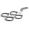 TableCraft 1240 Egg Ring, 9-1/2" x 15-1/2" x 3-3/4", (4) 4" Dia. x 5/8" Non-Stick Egg Rings, Black Cool-to-Touch Vinyl Handle, Dishwasher Safe, Nickel Plated Frame view 1