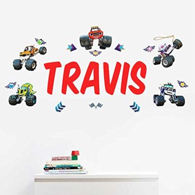 Oliver's Labels Premium Personalized Wall Decal for Kids Room Dcor - Peel & Stick, Removable (Blaze and The Monster Machines)