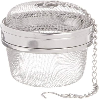 Kchenprofi Stainless Steel Herb Container for Stewing - 2.5-Inch, Metallic - Kitchen Herb & Spice Mesh Infuser Ball - Locking Lid & Chain for Easy Removal