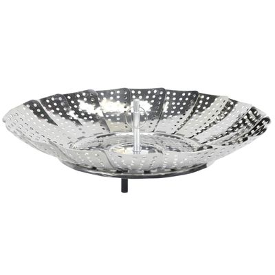 Chef Craft Classic Steamer Basket, 6 inch Diameter 9.5 inch Expanded, Stainless Steel