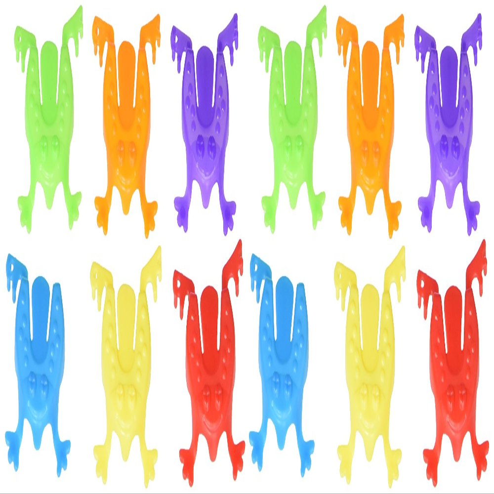 Jumping Frog Frenzy - 2.12" x 2.12" x 0.62"(Pack of 12) - Assorted Plastic Frogs - Perfect for Parties, Games & Collectibles
