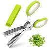 Herb Scissors, X-Chef Multipurpose 5 Blade Kitchen Herb Shears Herb Cutter with Safety Cover and Cleaning Comb for Chopping Basil Chive Parsley (Green) view 1
