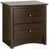 Prepac Sonoma Traditional Nightstand Side Table with 2 Drawers, Functional 2-Drawer Bedside Table 16" D x 23.25" W x 21.75" H, Espresso, EDC-2422 view 1