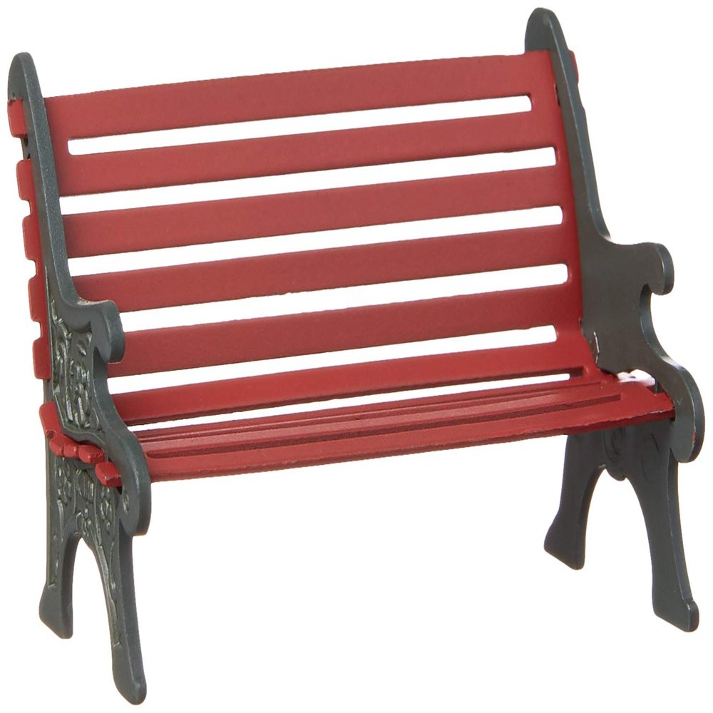 Department 56 Village Cross Product Accessories Wrought Iron Park Bench Figurine, 2.25 Inch, Red