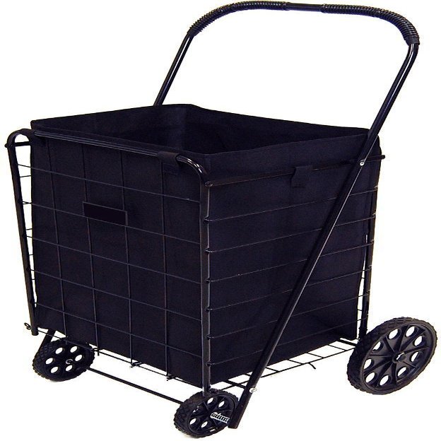 PrimeTrendz Folding Shopping CART Liner Insert with Cover in Black (Liner Only).