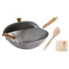 JOYCE CHEN Classic Series 14-Inch Uncoated Carbon Steel Wok Set with Lid and Birch Handles, 4 Pieces view 1