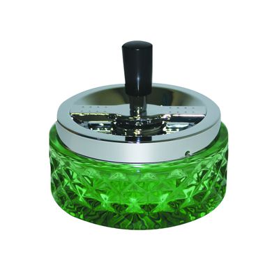 4.75" Vintage Push Down Glass Spinning Ashtray ~ Choose Your Own Color (Green)