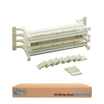 ICC 110 Wiring Block with Feet Kit, 100-Pair, CAT5e Wall-Mount Block for Voice and Data, UL 1863, TAA & Section 889 Compliant