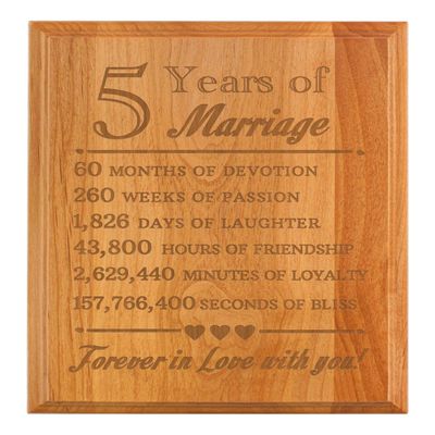 5th Wedding Anniversary Forever in Love with You Wood Anniversary 7x9 Wood Engraved Plaque