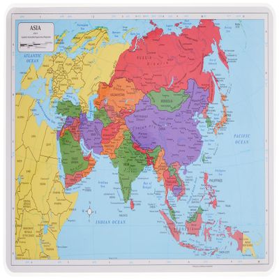 Painless Learning Asia Map Placemat 12 x 17 1/2 inches