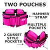 The Orignal Pink Box 2-Pouch 10-Pocket Canvas Tool Belt with Hammer Loop, and Adjustable Waist, Pink view 2
