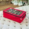 [Red Christmas Ornament Storage Box with Dividers] - (Holds 48 Ornaments up to 3 Inches in Diameter) | Acid-Free Removable Trays with Separators | Clear Window to Easily See Storage Bags Contents view 4