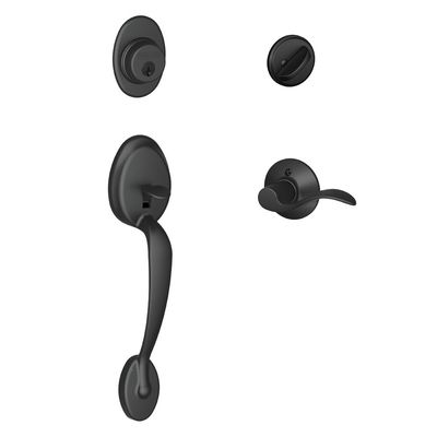 SCHLAGE Plymouth Single Cylinder Handleset and Left Hand Accent Lever, Matte Black (F60 PLY 622 Acc LH)