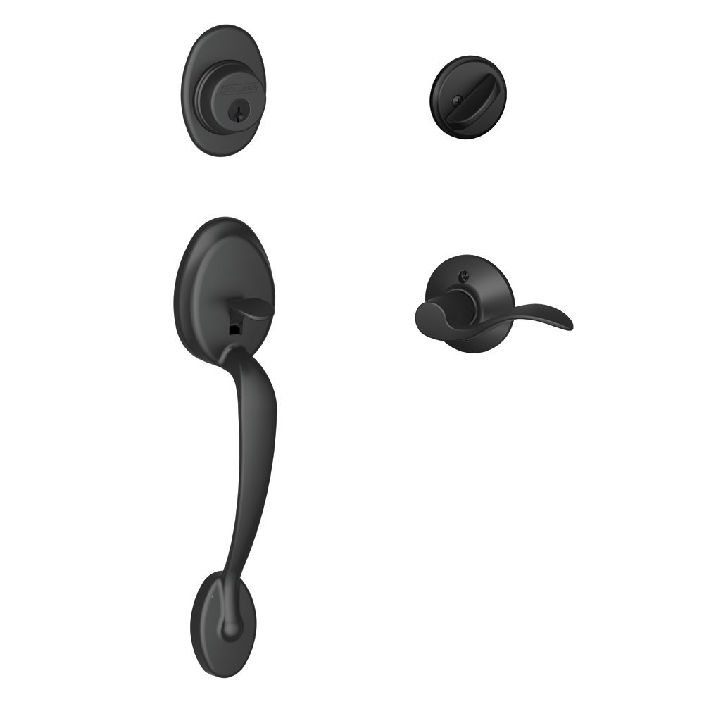 SCHLAGE Plymouth Single Cylinder Handleset and Left Hand Accent Lever, Matte Black (F60 PLY 622 Acc LH)