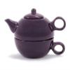 Amsterdam Tea for One Set Ceramic Teapot with Cup Plum Color 11oz Teapot and 7oz Cup Dishwasher Microwave Safe Small Tea Pot for Loose Leaf or Bagged Tea Gift for Home Office Decor Display Use view 1