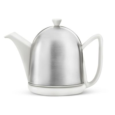 bredemeijer Cosy Manto Teapot, 1.0-Liter, Ceramic Spring White with Insulated Shell