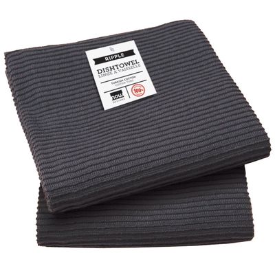 Now Designs Ripple Kitchen Towel, Set of 2, Black