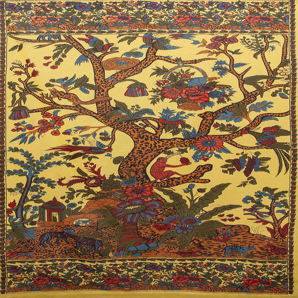 India Arts Tree of Life Tab Top Curtain-Drape-Door Panel-Mustard