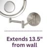 JERDON Wall Mount Mirror for Bathroom - Makeup Mirror with 10X Magnification and 15X Spot Mirror - Nickel Finish - Model JP7510N view 3