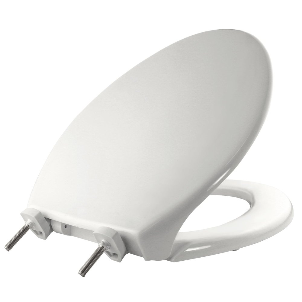 BEMIS 7800TDG Commercial Closed Front Plastic Toilet Seat, Heavy Duty Industrial Seat with Lid, Secure Installation for Long Lasting Hospitality Use, Elongated, White