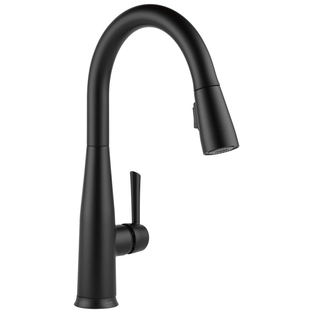 Delta Essa Matte Black Touch Kitchen Faucet with Pull Down Sprayer, Modern Single Hole Touch On Kitchen Sink Faucet, Single Handle, Matte Black 9113T-BL-DST