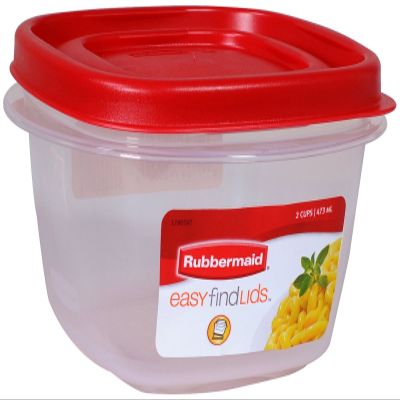 Rubbermaid 7J60 Easy Find Lid Square 2-Cup Food Storage (Pack of 8 Containers)